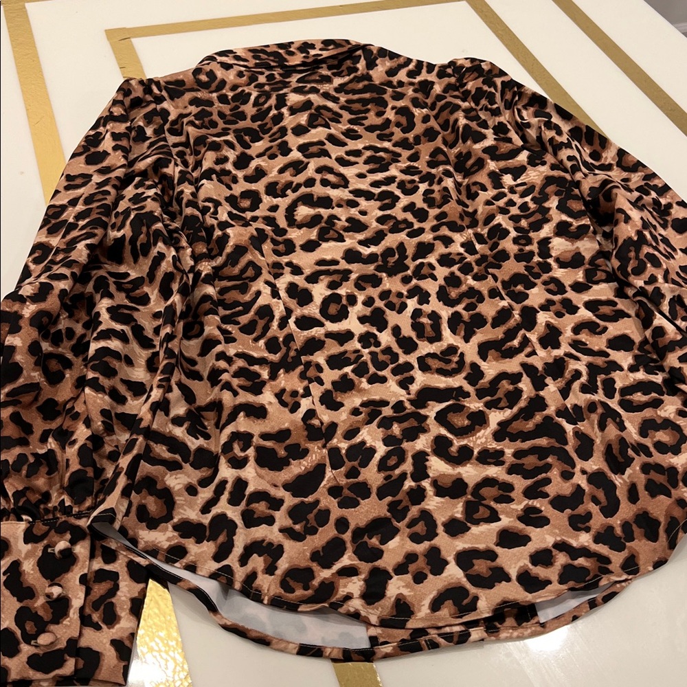 Boston Proper Animal Print Button Down Shirt - Picture 5 of 5
